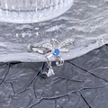 Bague nœud en argent avec zircon bleu étincelant et pendentif en cristal en forme de poire - Style Nœud Goutte d'Eau (JZ6267)