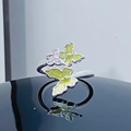 Macro shot of silver butterfly ring with green enamel wings and zircon stones detail - Adjustable Open / Triple Butterfly Style (JZ2059A)
