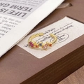 Close-up of vintage gold open ring with colorful zircon stones on textured background - Adjustable Open / Five Color Gemstone Inlaid Style (JZ5824)