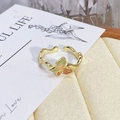 Macro shot of gold vintage ring featuring a green and orange enamel butterfly design - Adjustable Open / Green and Orange Gradient Butterfly Wave Style (JZ0692A)