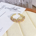 Detail of vintage golden ribbon ring with purple enamel and floral bow texture - Adjustable Open / Light Purple Enamel Bowknot Style (JZ0710A)