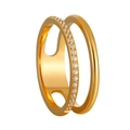 Bague double couche plaquée or 18 carats avec zircons scintillants et finition minimaliste - US 6 / Or