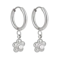 Boucles d'oreilles fleur argentées avec centre en perle au style minimaliste - ED0371/Style Couleur Acier