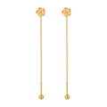Elegant gold bow windmill long tassel drop earrings in titanium steel for women - Gold Pinwheel Style (EX0063)