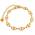 Chic 18K gold plated stainless steel oval chain bracelet with engraved bead details - Sunray Oval Style (SL0168) / Gold