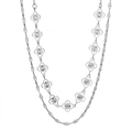 Collier double couche argenté avec pendentif trèfle laser et finition polie - Style Trèfle Flocon de Neige (XL0246) / Couleur Acier Trèfle Flocon de Neige