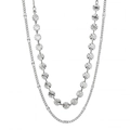 Collier double couche argenté avec disques en métal gravés et détails de cœur au laser - Style Flocon de Neige (XL0250) / Couleur Acier Flocon de Neige Rayon de Soleil