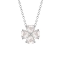 Collier trèfle en argent S925 avec pierres de zircone cubique en forme de cœur - 40.5+5cm / Style Pierre Blanche(LL0140) / Acier
