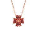 Collier trèfle à cœur en or rose élégant avec pendentif en pierres rouges brillantes - 40.5+5cm / Style Pierre Rouge(LL0140) / Or