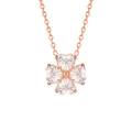 Collana elegante con ciondolo a quadrifoglio a cuore in oro rosa e cristalli - 40.5+5cm / Stile Pietra Bianca(LL0140) / Oro rosa