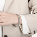 Silver snake bone chain elastic bracelet in titanium steel for a modern minimalist look - Silver