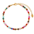 Böhmisches buntes Naturstein-Armband mit goldenen Metall-Zwischenteilen und Verschluss - Buntes Perlenarmband (SL041) / 16.5+5cm
