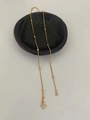 Élégant collier à billes en acier titane plaqué or 24 carats avec fermoir en S classique - Style Chaîne Boîte avec Perles (Fermoir M)