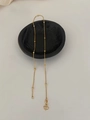 Collier en acier titane doré avec perles élégantes, chaîne serpent et fermoir en S - Style Chaîne de Serpent Ronde avec Perles (Fermoir M)