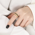 Bague luxe pivotante chiffres romains dorée et noire avec zircons blancs brillants - US 6 / Or