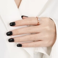 Bague élégante minimaliste en or rose avec cristal à six griffes et diamants latéraux - US 7 / Or Rose (JZ0016)