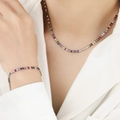 Rainbow marquise zircon jewelry set with colorful crystals and silver-plated finish - Steel Color Necklace (XL0007) / 36+5cm