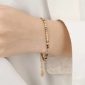 Adjustable gold plated tennis bracelet featuring colorful marquise cut cubic zirconia - Gold Color Bracelet (SL0116) / 16+5cm