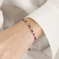 Chic silver tennis bracelet with colorful marquise-cut zircons worn on a wrist - Steel Color Bracelet (SL0116) / 16+5cm