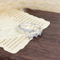 Macro shot of silver vine texture ring on vintage paper with natural branch design - Tree Branch Style (JZ0216)