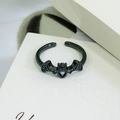 Macro shot of gothic black bat wing ring with purple heart-shaped zircon stone - Open Adjustable / Bat Wing Style (JZ4453A) / Black and Purple