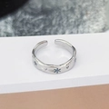 Detail of silver open ring with snowflake engraving and sparkling cubic zirconia stones - Snowflake Engraved Zircon Style(JZ5866)