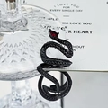 Detail of black gothic snake ring featuring red teardrop gemstone and scale texture - Red Stone Snake Head Style (JZ2226)
