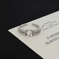 Macro detail of silver adjustable moonstone ring with pave cubic zirconia accents - Double Row Pave Diamond Style (JZ5334A)