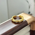 Dettaglio anello aperto vintage oro fiore farfalla con zirconi e texture intrecciata - Stile Zirconia Trama Texture Corda (JZ4305A)