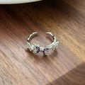 Macro detail of silver butterfly ring featuring marquise purple zircons and side diamonds - Sweet Forest Butterfly Marquise Style(JZ5519)