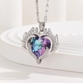 Elegant Heart of the Ocean angel wing necklace with blue crystal pendant for women - Purple Gradient Angel Wings Style (TP-04278-02)