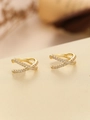 Elegant gold-plated criss-cross ear cuffs with micro-paved cubic zirconia for women - Gold