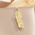 Macro shot of Saint Jude Thaddeus pendant in gold finish with micro-inlaid zircon stones - Saint Jude Pendant (TP-04369-01) / Gold