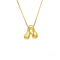 Detailed close-up of 3D puffy letter A pendant with a delicate gold-toned box chain - Letter A (TP-04738-01)
