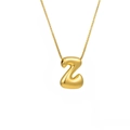 Polished gold 3D bubble letter Z pendant necklace with dainty box chain for women - Letter Z (TP-04763-01)