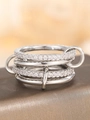 Macro shot of silver multi-layer stackable ring with cubic zirconia stones - Size 5 / 05545 Silver