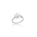 Anillo giratorio de girasol con incrustación de opalo blanco y piedra circón - Estilo Plata Sol Piedra Ojo De Gato (P7273805P-1t)