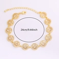 Detail of gold smiley face bracelet with white cubic zirconia and adjustable chain - Gold Bracelet White Zirconia