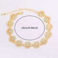 Adjustable 24cm gold bracelet with zircon smiley face charms and blue stone eyes - Gold Bracelet Turquoise Color