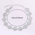 Silver smiley face bracelet with sparkling zircons and blue eye details, 24cm length - Silver Bracelet Turquoise Color
