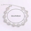 Silver smile face bracelet with cubic zirconia charms and adjustable chain for women - Silver Bracelet White Zirconia