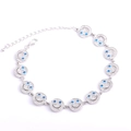 Silver bracelet with sparkling smiley faces, blue gemstone eyes and adjustable chain - Silver Bracelet Royal Blue Zirconia