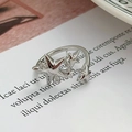 Dettaglio dell'anello a stella in argento con zirconi e fascia aperta regolabile - Stile Pentagramma Sfalsato con Zirconia (JZ3136A)