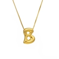 Polished gold bubble letter B pendant necklace with a delicate box chain for women - Letter B (TP-04739-01)