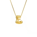 3D balloon style gold letter E pendant necklace with a polished box chain for women - Letter E (TP-04742-01)