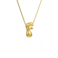 Polished gold alphabet F balloon letter pendant on a sleek box chain necklace - Letter F (TP-04743-01)