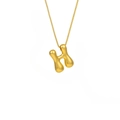 Polished golden 3D bubble letter H pendant necklace with a minimalist box chain - Letter H (TP-04745-01)