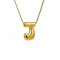 Polished 18K gold balloon letter J pendant on box chain minimalist necklace - Letter J (TP-04747-01)