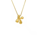 Polished golden bubble letter K pendant necklace on a minimalist link chain for women - Letter K (TP-04748-01)