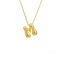 Golden M-shaped bubble letter pendant on a fine box chain with high-shine mirror finish - Letter M (TP-04750-01)